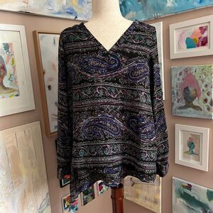 The Limited Paisley Print Asymmetrical Hem Blouse Size Small 90s Dark Academia